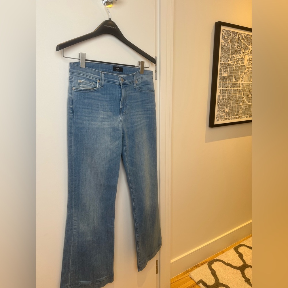 7 For All Mankind Dojo Jeans — Light Wash Mid-Rise Flare